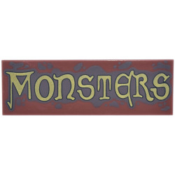 Tile 2 x 6 with Dark Brown Spots and Splatters and Gold 'MONSTERS' Pattern: {червеникаво-кафяв}