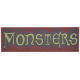 Tile 2 x 6 with Dark Brown Spots and Splatters and Gold 'MONSTERS' Pattern: {червеникаво-кафяв}