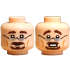 Minifigure, Head Dual Sided Silver Glasses, Dark Brown Eyebrows, Moustache, Goatee, Grin / Scared Open Mouth with Teeth Pattern: {светло нуга}