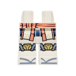 Hips and Legs with Coral Sash, Robe Ends with Dark Blue Hem, Gold Knee Pads and Sand Blue Toes Pattern: {бял}
