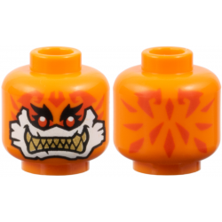 Minifigure, Head Alien Reddish Orange Tattoos, Black Eyebrows, Red Eyes, White Around Mouth, Gold Sharp Teeth Pattern: {ярко оранжев}