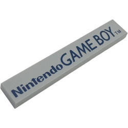 Tile 1 x 6 with Dark Blue 'Nintendo GAME BOY' Pattern: {умерено каменно сив}