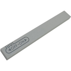 Tile 1 x 8 with Dark Bluish Gray Triangle Arrows, 'OFF', 'ON' and Outline Pattern: {умерено каменно сив}