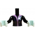 Torso Mini Doll Woman Dress Top with Medium Lavender Trim and Dark Purple Stripes Pattern, Light Aqua Arms with Hands with Black Long Sleeves: {черен}