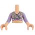 Torso Mini Doll Girl Sand Green Top with Bright Pink Twigs and Ruffle Pattern, Light Nougat Arms with Hands with Lavender Long Sleeves: {светло нуга}