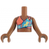 Torso Mini Doll Girl Coral, Medium Azure and Bright Light Yellow Sleeveless Tank Top Short Pattern, Medium Brown Arms with Hands: {умерено кафяв}
