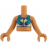 Torso Mini Doll Girl Dark Turquoise, Yellowish Green and Dark Purple Sleeveless Top Short with Zipper Pattern, Nougat Arms with Hands: {нуга}
