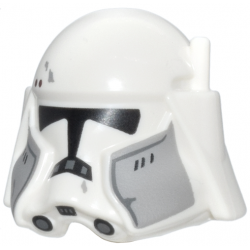 Minifigure, Headgear Helmet SW Clone Commander with Black Visor and Light Bluish Gray Cheek Guards Pattern: {бял}