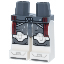 Hips and White Legs with SW Clone Trooper Armor, Dark Bluish Gray Pants, Light Bluish Gray Markings and Straps and Dark Red Kama Pattern: {тъмно каменно сив}