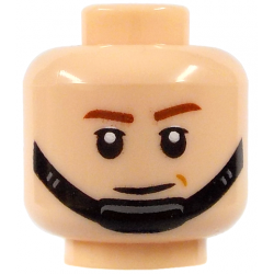 Minifigure, Head Reddish Brown Eyebrows, Black Chin Strap, Medium Nougat Cheek Line, Neutral Pattern: {светло нуга}