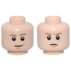 Minifigure, Head Dual Sided Dark Tan Eyebrows, Dark Orange Chin Dimple and Smile Crease, Closed Mouth Smile / Frown Pattern (SW Luke Skywalker): {светло нуга}