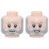 Minifigure, Head Dual Sided Light Bluish Gray and White Full Beard and Eyebrows, Dark Orange Wrinkles, Slight Smile / Open Mouth Scowl Pattern (Obi-Wan Kenobi): {светло нуга}