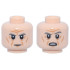Minifigure, Head Dual Sided Dark Bluish Gray Eyebrows, Dark Orange Wrinkles, Stern / Open Mouth Scowl Pattern (Grand Moff Tarkin): {светло нуга}