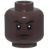 Minifigure, Head Black Eyebrows, Dark Brown Chin Dimple and Creases, Closed Mouth Frown Pattern: {умбра}