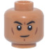 Minifigure, Head Black Eyebrows, Reddish Brown Cheek Lines and Chin Dimple, Slight Smile Pattern: {умерен нуга}