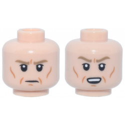Minifigure, Head Dual Sided Dark Tan Eyebrows, White Pupils, Dark Orange Cheek Lines and Creases, Frown / Open Mouth Scowl Pattern (Director Krennic): {светло нуга}
