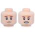 Minifigure, Head Dual Sided Reddish Brown Eyebrows, Dark Orange Wrinkles, Frown / Open Mouth Scowl Pattern (General Tagge): {светло нуга}