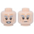 Minifigure, Head Dual Sided Light Bluish Gray Bushy Eyebrows, Dark Orange Wrinkles Open Mouth Smile / Closed Mouth Smirk Pattern: {светло нуга}