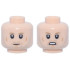 Minifigure, Head Dual Sided Dark Tan Eyebrows, Light Bluish Gray Beard Stubble, Dark Orange Cheek Lines and Chin Dimple, Neutral / Open Mouth Scowl Pattern (Galen Erso): {светло нуга}
