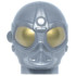 Minifigure, Head, Modified SW RA-7 Series Protocol Droid with Gold Eyes Pattern: {сребърно метален}