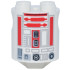 Brick, Round 2 x 2 x 2 Robot Body with Bottom Axle Holder (x Shape / + Orientation) with Light Bluish Gray Lines, Silver Rectangles and Ports and Red Droid Details Pattern (R3-T6): {бял}