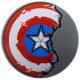 Minifigure, Shield Circular / Round Convex Face with Red and White Concentric Rings, Star in Blue Circle, Scratches and Damaged Half Pattern (Captain America): {тъмно каменно сив}