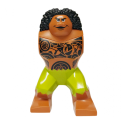 Body Giant, Maui with Lime Shorts and Black Hawaiian Tattoos, Lassoing the Sun, Moana on Canoe, and Pulling Up the Sky Pattern: {сиена кафяво}