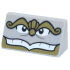 Slope 30 1 x 2 x 2/3 with Gold Eyebrows, Nose and Beard, Black and White Eyes, Open Mouth Smile with Teeth Pattern (Chef Bouche Face): {умерено каменно сив}
