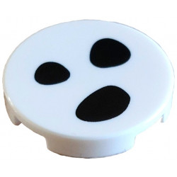Tile, Round 2 x 2 with Bottom Stud Holder with 3 Black Dalmatian Spots Pattern: {бял}