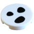 Tile, Round 2 x 2 with Bottom Stud Holder with 3 Black Dalmatian Spots Pattern: {бял}