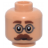 Minifigure, Head Reddish Brown Thick Eyebrows and Moustache, Dark Silver Round Glasses Pattern: {нуга}