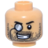 Minifigure, Head Black Eyebrows and Stubble, Black Monocle Right with Silver and White Lens, Open Mouth Grin with Teeth Pattern: {умерен тан}