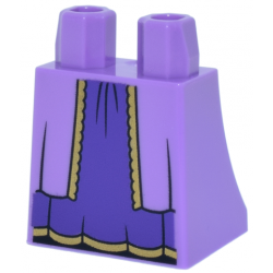 Lower Body, Skirt with Robe Ends with Gold Trim Open over Dark Purple Dress with Black Creases Pattern: {умерено лавандулов}