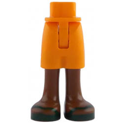 Mini Doll Hips and Shorts with Molded Reddish Brown Legs and Printed Dark Green Sandals Pattern - Thin Hinge: {ярко оранжев}