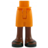 Mini Doll Hips and Shorts with Molded Reddish Brown Legs and Printed Dark Green Sandals Pattern - Thin Hinge: {ярко оранжев}