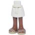 Mini Doll Hips and Skirt with Molded Medium Brown Legs and Printed Tan Sandals Pattern - Thin Hinge: {бял}