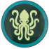 Shield Round Bowed with Yellowish Green Kraken, Dark Turquoise Border print: {земно зелен}