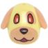 Minifigure, Head, Modified Dog (Golden Retriever) with Molded Nougat Long Rounded Ears and Printed Snout, Eyepatch, Reddish Orange Eyes, Dark Brown Nose and Mouth, Red Tongue Pattern: {студено жълт}