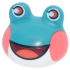 Minifigure, Head, Modified Frog with Molded White Lower Head and Printed Coral Round Cheeks, Reddish Orange Eyes and Dark Red Open Mouth Smile with Tongue Pattern: {ярко синьо-зелен}