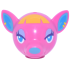 Minifigure, Head, Modified Deer with Ears with Dark Azure Eyes, Lavender Eyelids, Medium Azure Nose and Auricles, Yellow Hair and Earrings Pattern: {ярко пурпурен}