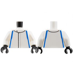 Torso Racing Suit with Blue Sides Pattern / White Arms / Black Hands: {бял}