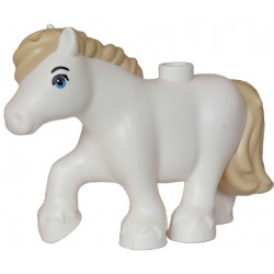 Horse, Mini Doll Style, Pony with Molded Tan Mane and Tail and Printed Black Eyebrow and Eyelash, Medium Azure Eye Pattern (Friends Bramble): {бял}