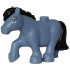 Horse, Mini Doll Style, Pony with Molded Black Mane and Tail and Printed Black Eyebrow and Eyelash, White Eye Pattern (Friends Blackberry): {пясъчно син}