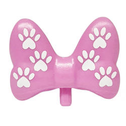 Minifigure, Bow Large with Small Pin with White Paw Prints on Front and Back Pattern: {ярко пурпурен}