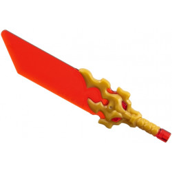 Minifigure, Weapon Sword with Pommel with Molded Pearl Gold Hilt with Flaming Dragon Head Pattern (Reveal Blade): {прозрачно червен}