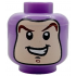 Minifigure, Head Balaclava with Face Hole, Reddish Brown Curved Eyebrows, Chin Swirl, Black Chin Dimple, Open Mouth Smile Pattern (Buzz Lightyear): {умерено лавандулов}