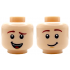 Minifigure, Head Dual Sided Reddish Brown Eyebrows, Nougat Chin Dimple, Lopsided Open Mouth Smile with Teeth and Tongue / Lopsided Grin Pattern: {светло нуга}