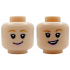 Minifigure, Head Dual Sided Female Medium Nougat Eyebrows, Bright Pink Lips, Open Mouth Smile with Top Teeth / Grin Pattern: {светло нуга}