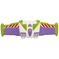 Minifigure Wings Mechanical Extended with Stud Holders with Red and White Danger Stripes, Medium Lavender and Lime Details Pattern: {бял}