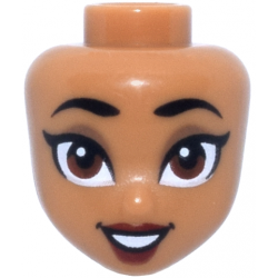 Mini Doll, Head Friends with Black Eyebrows, Dark Tan Eye Shadow, Reddish Brown Eyes, Dark Red Lips, Open Mouth Smile with Teeth Pattern: {умерен нуга}